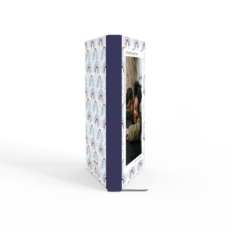 Colourful personalised notebooks design with one photo on the cover by Utterly Printable