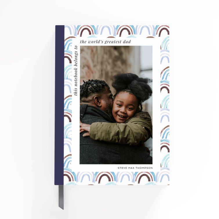 Colourful personalised notebooks design with one photo on the cover by Utterly Printable