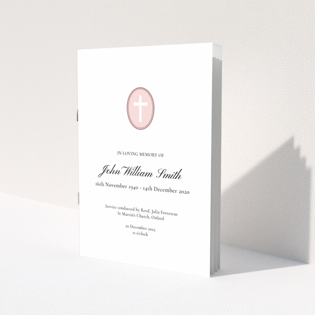 Funeral order of service programme design with a single photo placeholder for customisation.