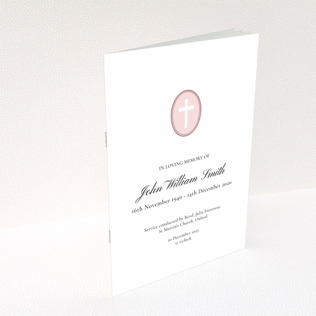 Funeral order of service program with appreciation and donations section on back page design named Portrait, no photos included