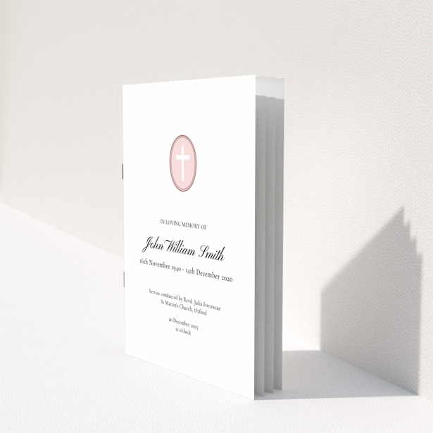 Funeral order of service program with appreciation and donations section on back page design named Portrait, no photos included