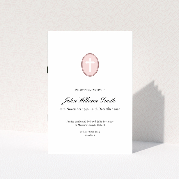 Funeral order of service programme design with a single photo placeholder for customisation.