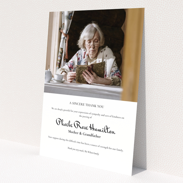 Funeral thank you card design with one photo