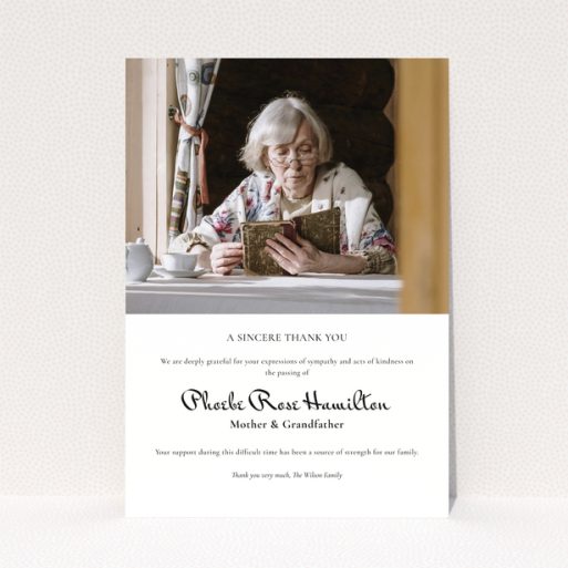 Funeral thank you card design with one photo