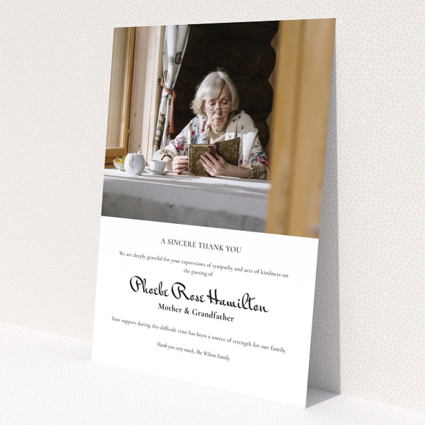 Funeral thank you card design with one photo