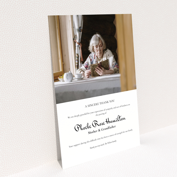 Funeral thank you card design with one photo