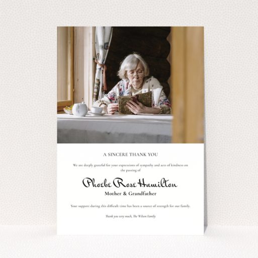 Funeral thank you card design with one photo