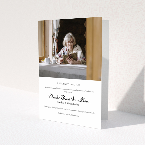 Funeral thank you card design with one photo