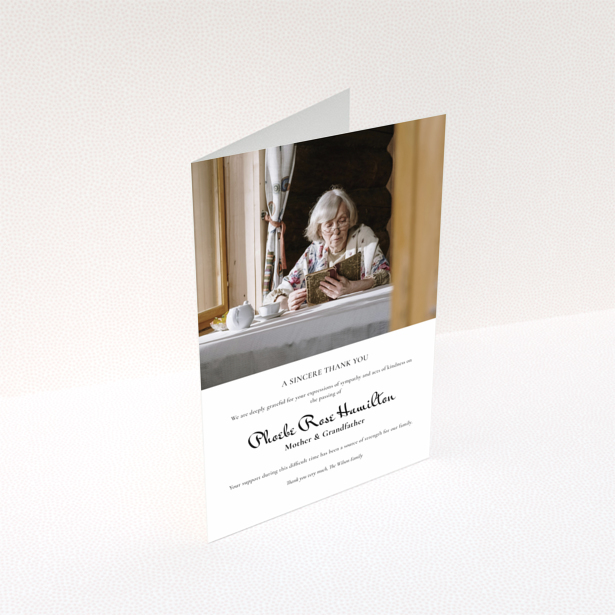 Funeral thank you card design with one photo