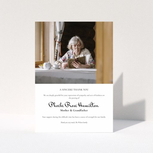 Funeral thank you card design with one photo
