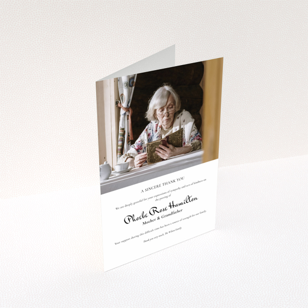 Funeral thank you card design with one photo