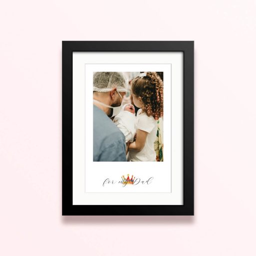 Framed and mounted photo print with one photo for a special dad.