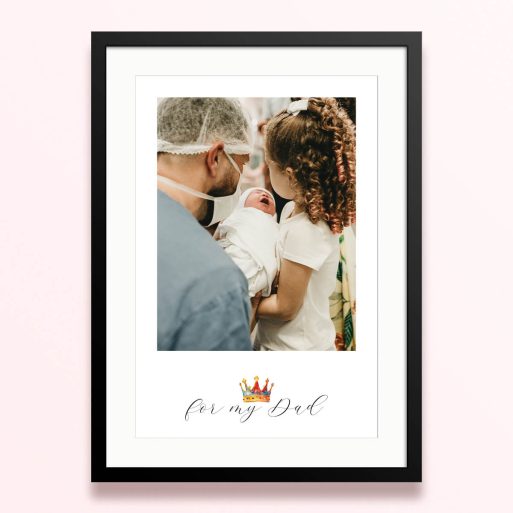 Framed and mounted photo print with one photo for a special dad.