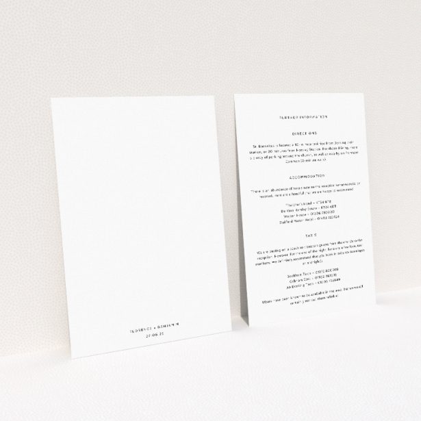 Regent Geometric information insert card - modern precision and urban sophistication wedding stationery. This image shows the front and back sides together