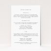 Regent Geometric information insert card - modern precision and urban sophistication wedding stationery. This is a view of the front