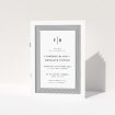 Geometric wedding order of service booklet design with monochrome palette and bold initials, ideal for modern couples with architectural tastes This is a view of the front