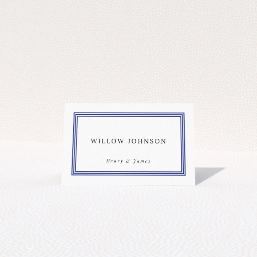 Regent Navy Wedding Place Cards - Timeless Elegance Design. This is a view of the front