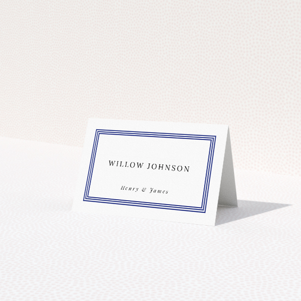 Regent Navy Wedding Place Cards - Timeless Elegance Design. This is a third view of the front