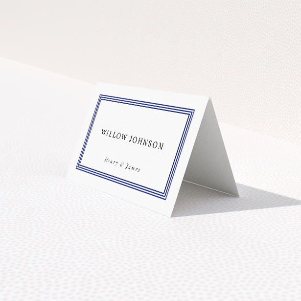 Regent Navy Wedding Place Cards - Timeless Elegance Design. This is a third view of the front
