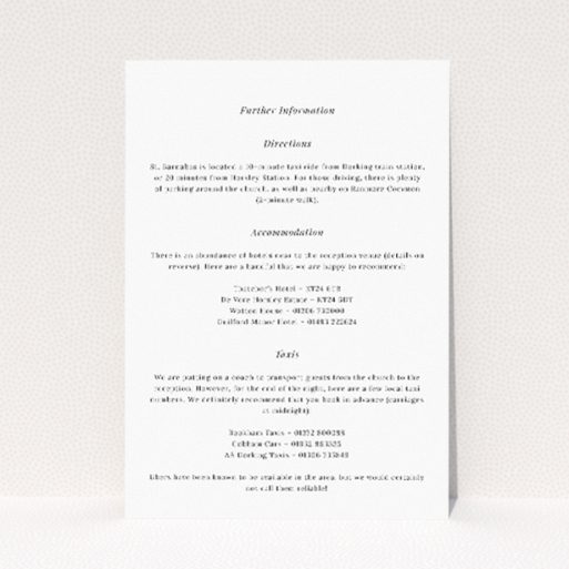"Regent Navy wedding information insert card featuring simplicity and sophistication, complementing the invitation's minimalist elegance, ideal for couples seeking refined simplicity and timeless style for their special day.". This is a view of the front