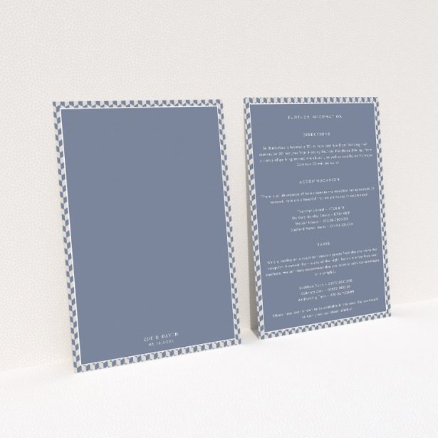 Retro Geo wedding information insert card by Utterly Printable. This image shows the front and back sides together