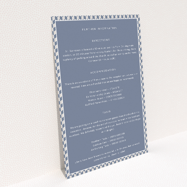 Retro Geo wedding information insert card by Utterly Printable. This image shows the front and back sides together