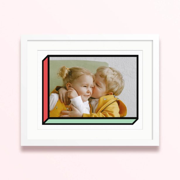 retro pop frame framed and mounted photo print designs 400x300 landscape white - Retro Pop Frame