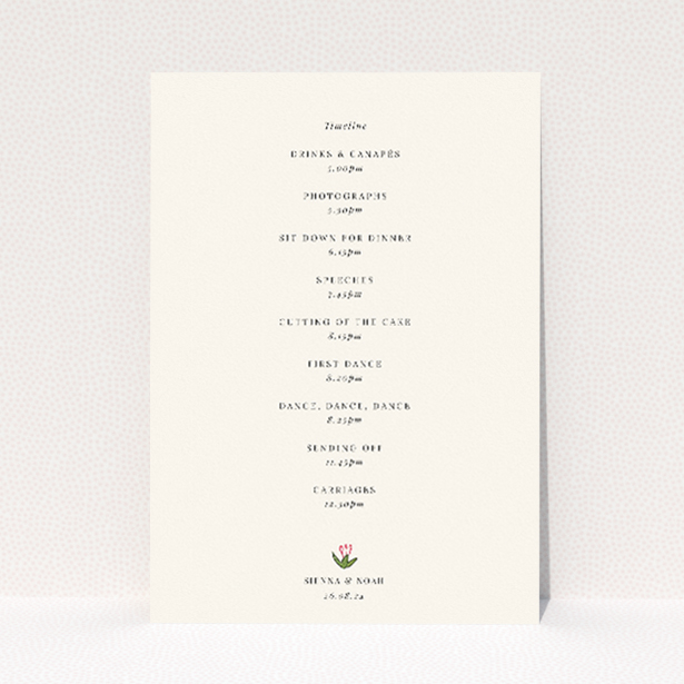 Serene Richmond Meadow Wedding Menu Template with Captivating Wildflower Wreath. This image shows the front and back sides together