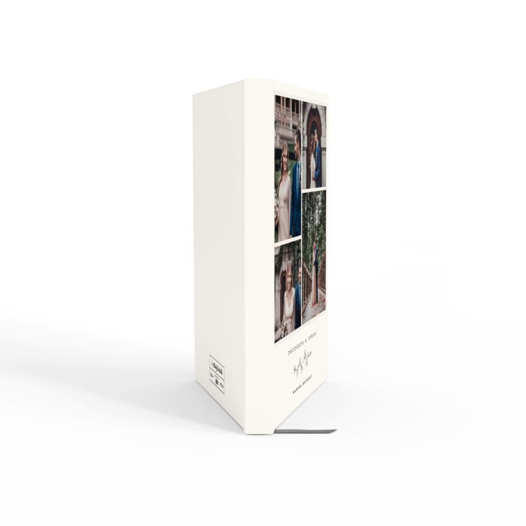 Elegant personalised notebooks design with four photos for weddings or special occasions.