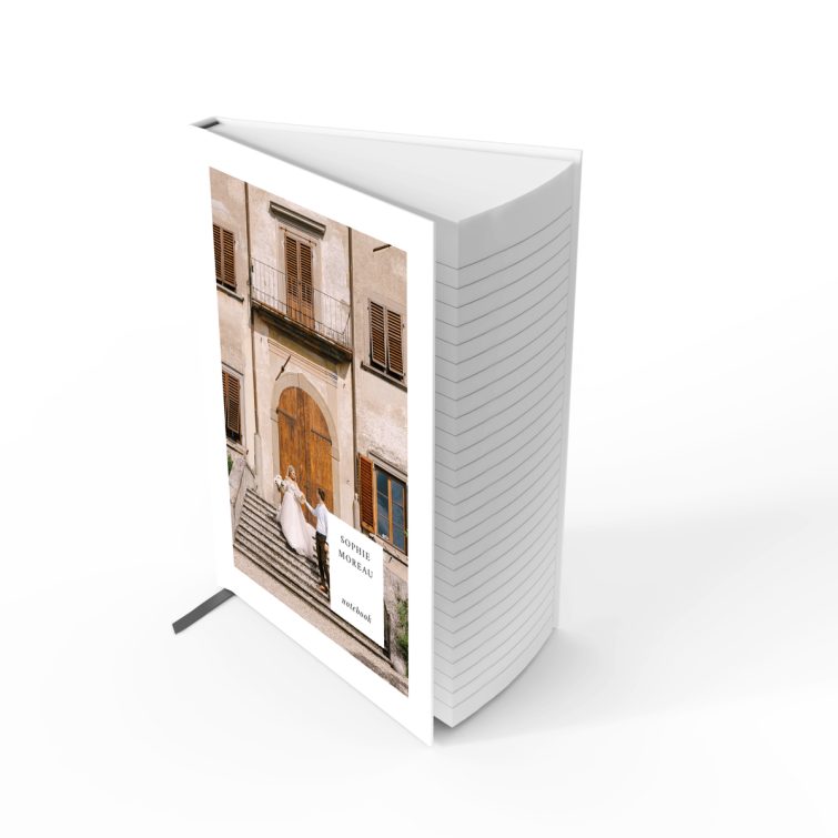 Portrait notebook design with one photo on the front cover, created by Utterly Printable.