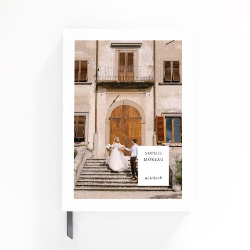 Portrait notebook design with one photo on the front cover, created by Utterly Printable.