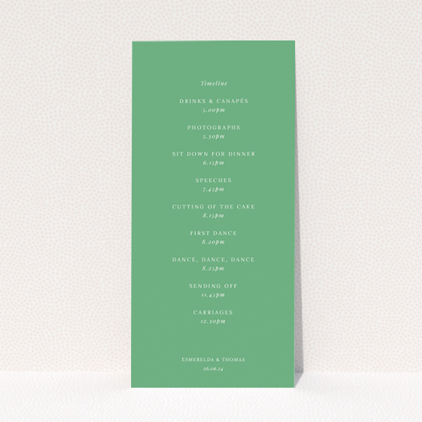 Safari Adventure wedding menu design with a lush green backdrop adorned with refined safari animals, ideal for couples seeking a distinctive theme for their unforgettable celebration This is a view of the back