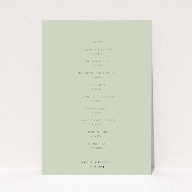 Sophisticated Sage Elegance Wedding Menu Template with Serene Sage Green Background. This image shows the front and back sides together