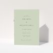 Sophisticated Sage Elegance Wedding Order of Service Booklet with Minimalist Design. This is a view of the front