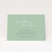 Sage Grace Invitation with serene sage green backdrop and elegant script announcing couple's names. This is a view of the front