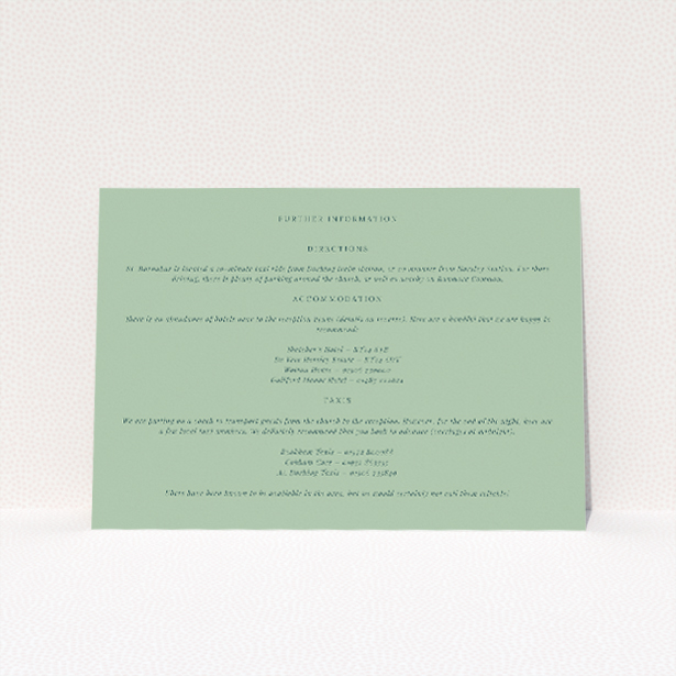 Sage Grace Invitation Wedding Information Insert Card - Contemporary Sophistication Design. This is a view of the front