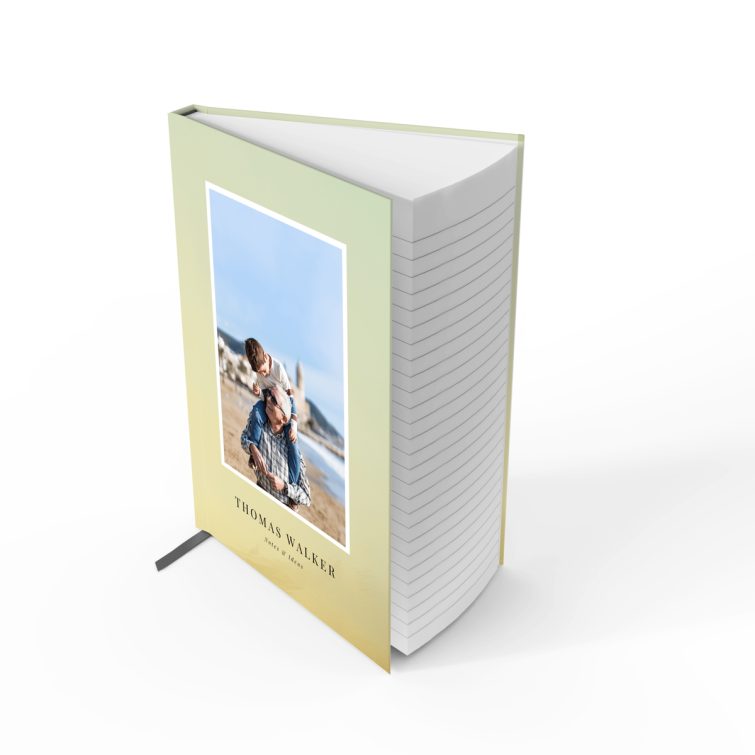 Personalised portrait notebook design with one photo on the cover by Utterly Printable.