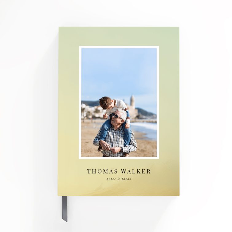 Personalised portrait notebook design with one photo on the cover by Utterly Printable.