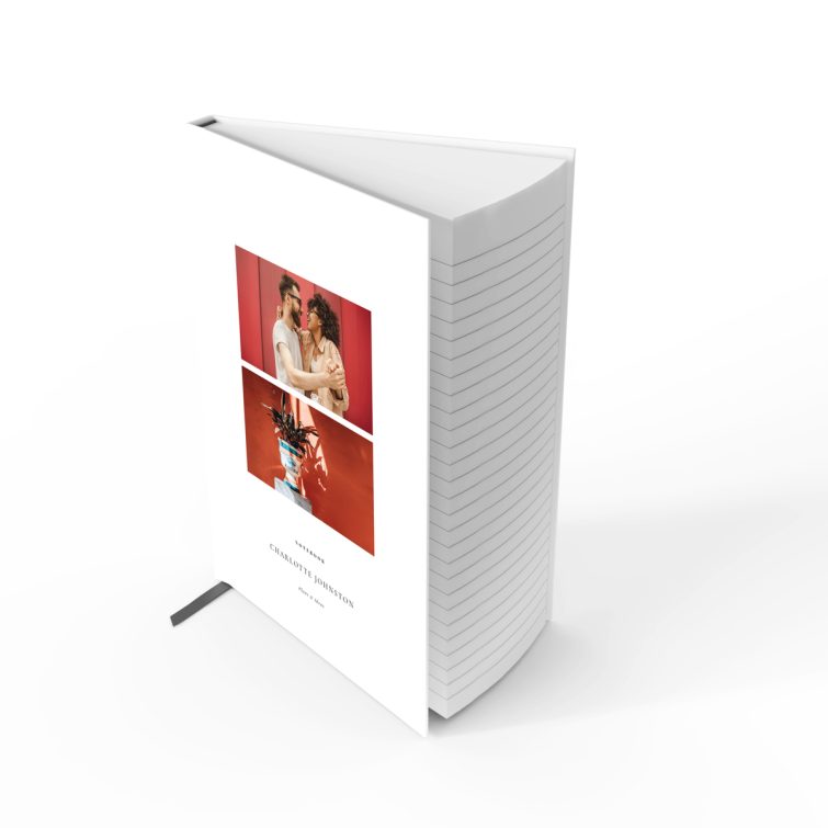 Elegant portrait notebook design with two photos on the cover, created by Utterly Printable.