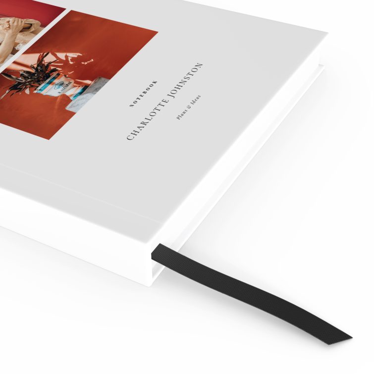 Elegant portrait notebook design with two photos on the cover, created by Utterly Printable.