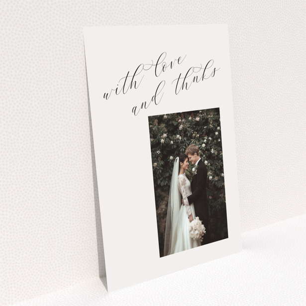 Wedding thank you card reverse side design with no photos, named Portrait