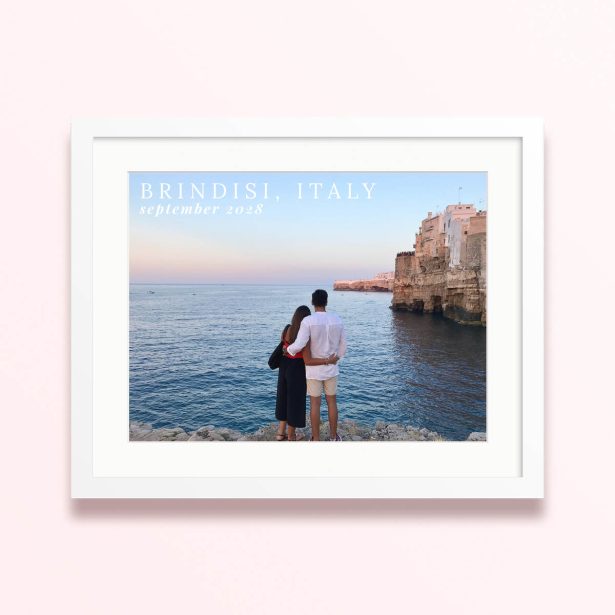 seaside embrace framed mounted photo print design relaxing vibe 400x300 landscape white - Seaside Embrace