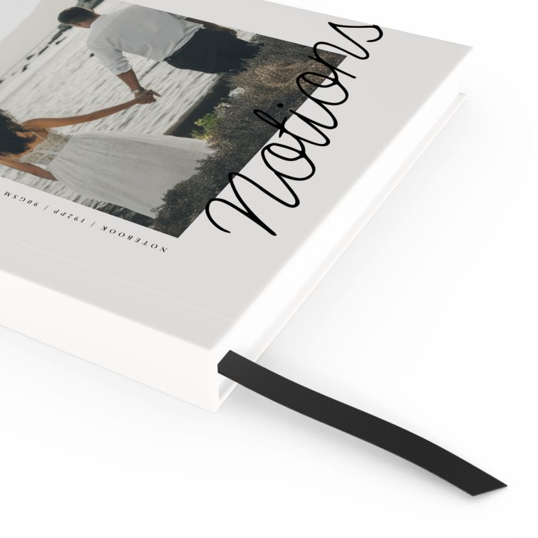 Elegant personalised notebook cover design with one photo, ideal for weddings and special occasions.