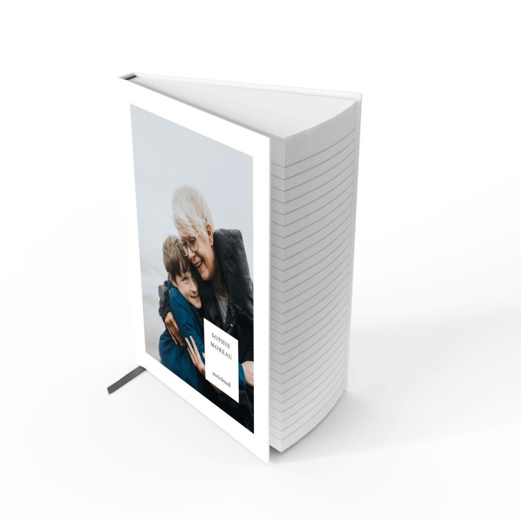 Portrait notebook design with one photo on the cover, by Utterly Printable.