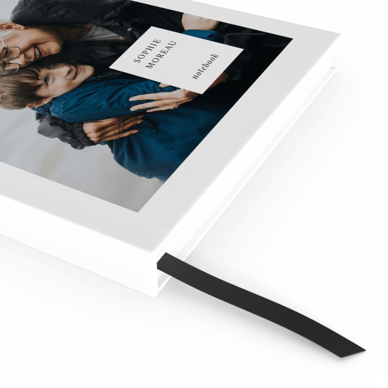 Portrait notebook design with one photo on the cover, by Utterly Printable.