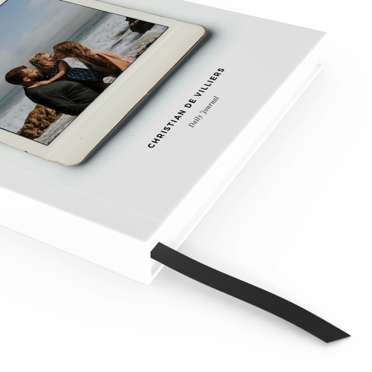 Personalised portrait notebook design with one photo, featuring a minimalist style ideal for weddings or daily journals.