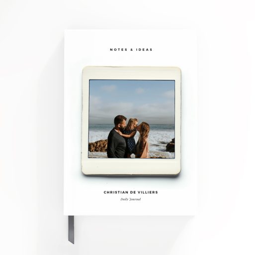 Personalised portrait notebook design with one photo, featuring a minimalist style ideal for weddings or daily journals.