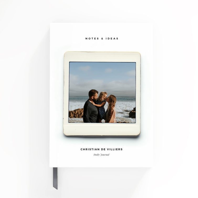 Personalised portrait notebook design with one photo, featuring a minimalist style ideal for weddings or daily journals.