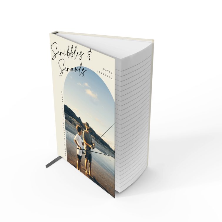 Premium notebook design featuring one photo on the cover spread from Utterly Printable.