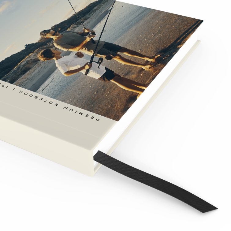 Premium notebook design featuring one photo on the cover spread from Utterly Printable.